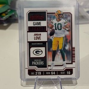 2023 Panini Contenders Jordan Love Red variation. Green Bay packers